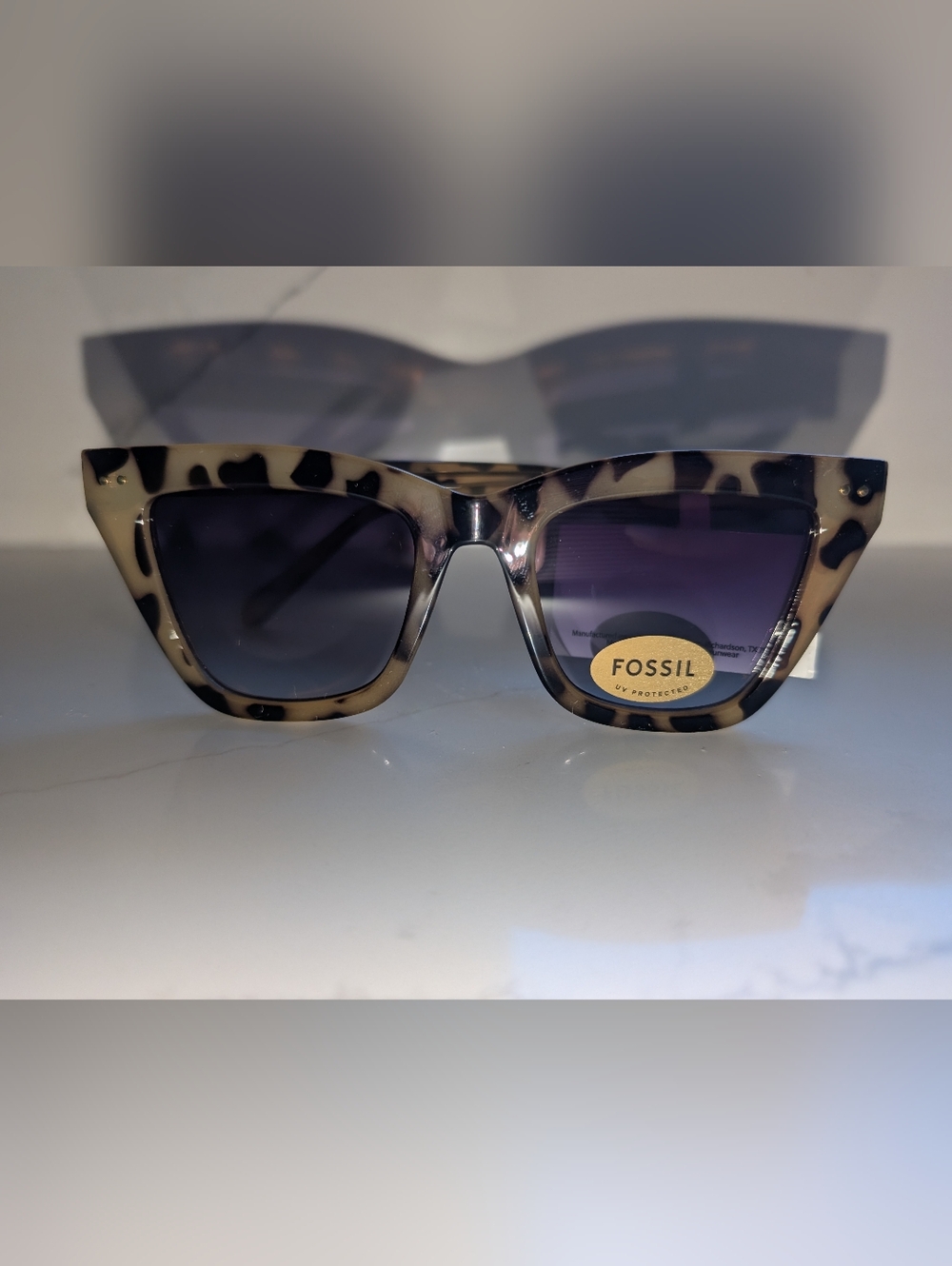 Fossil Beige Tortoiseshell Cat Eye Sunglasses
